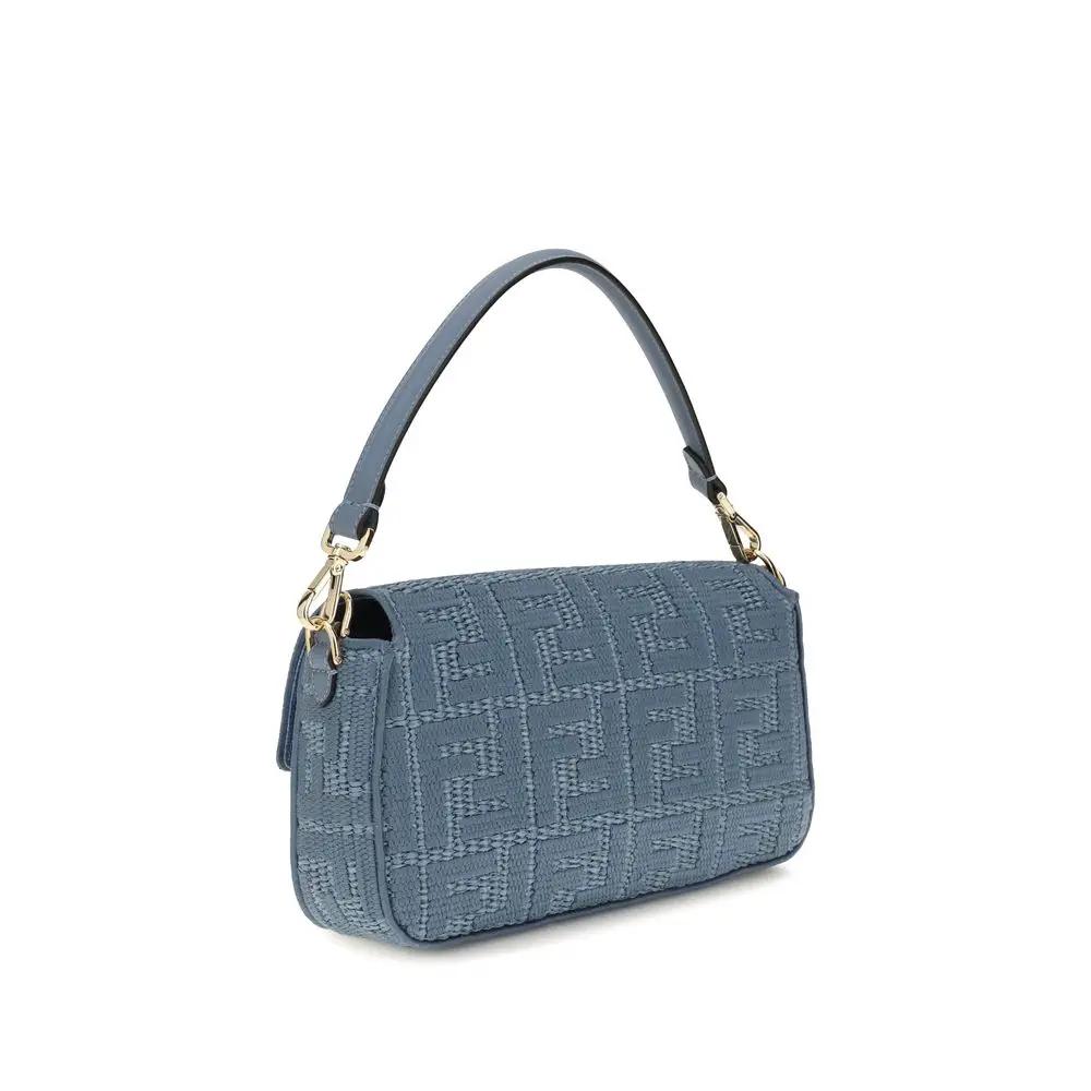 Sac bandoulière Fendi en raphia bleu