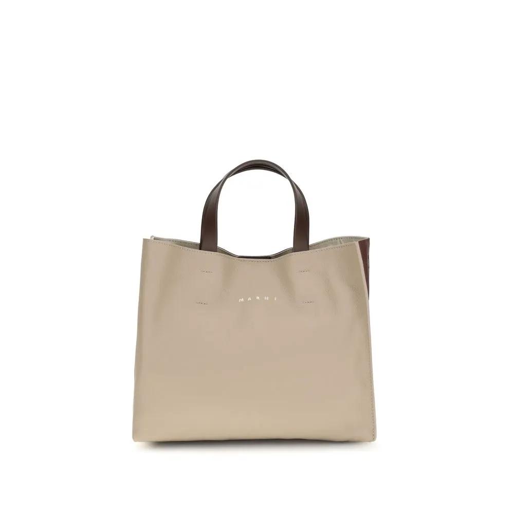 Sac à bandoulière Marni en cuir de veau beige Bos Taurus