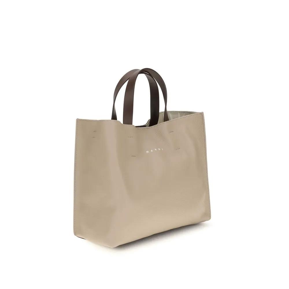 Sac à bandoulière Marni en cuir de veau beige Bos Taurus