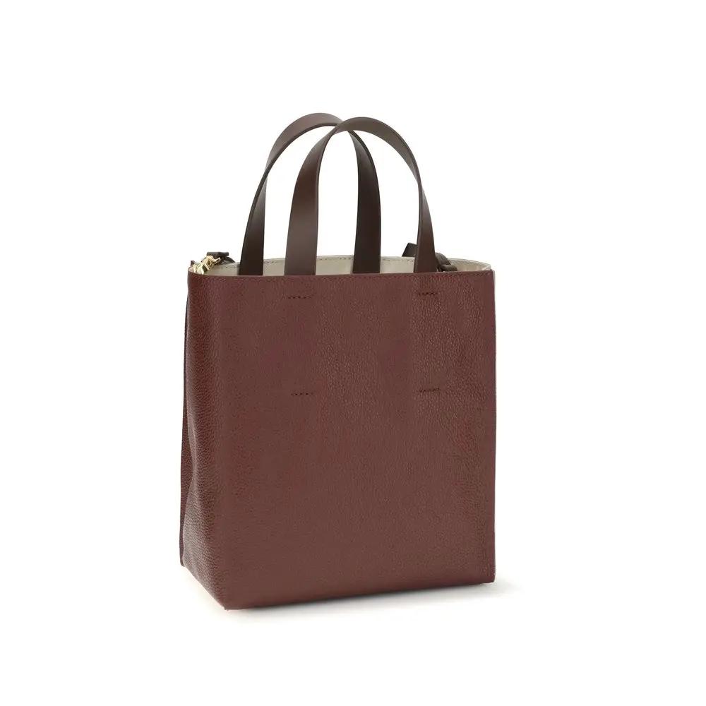 Sac porté épaule Marni en cuir de veau beige Bos Taurus