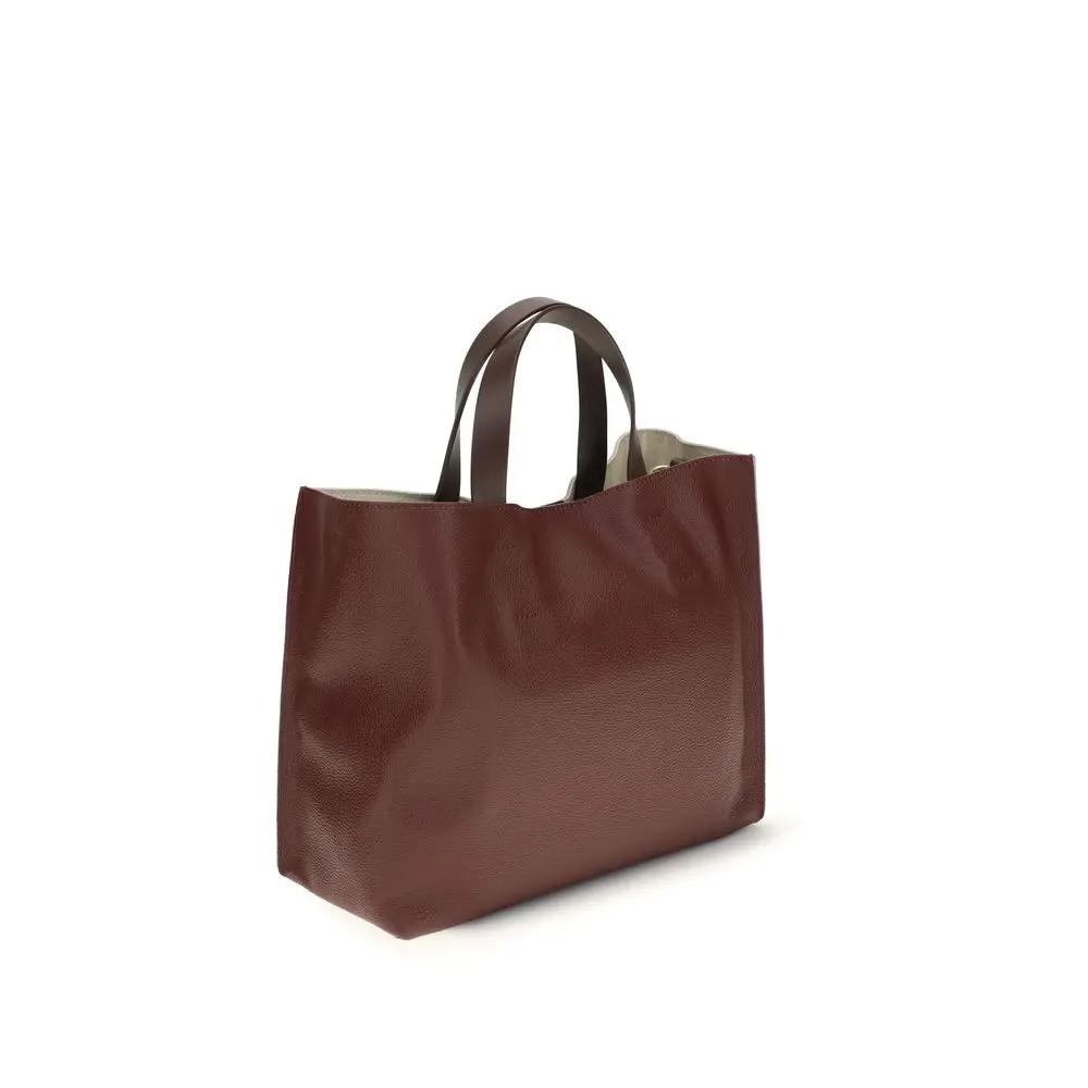 Sac à bandoulière Marni en cuir de veau beige Bos Taurus