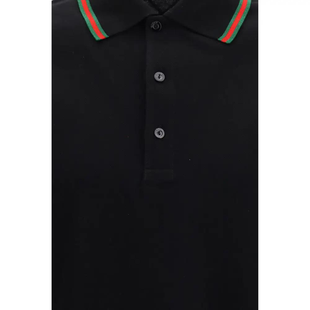 Gucci Black Cotton Polo Shirt