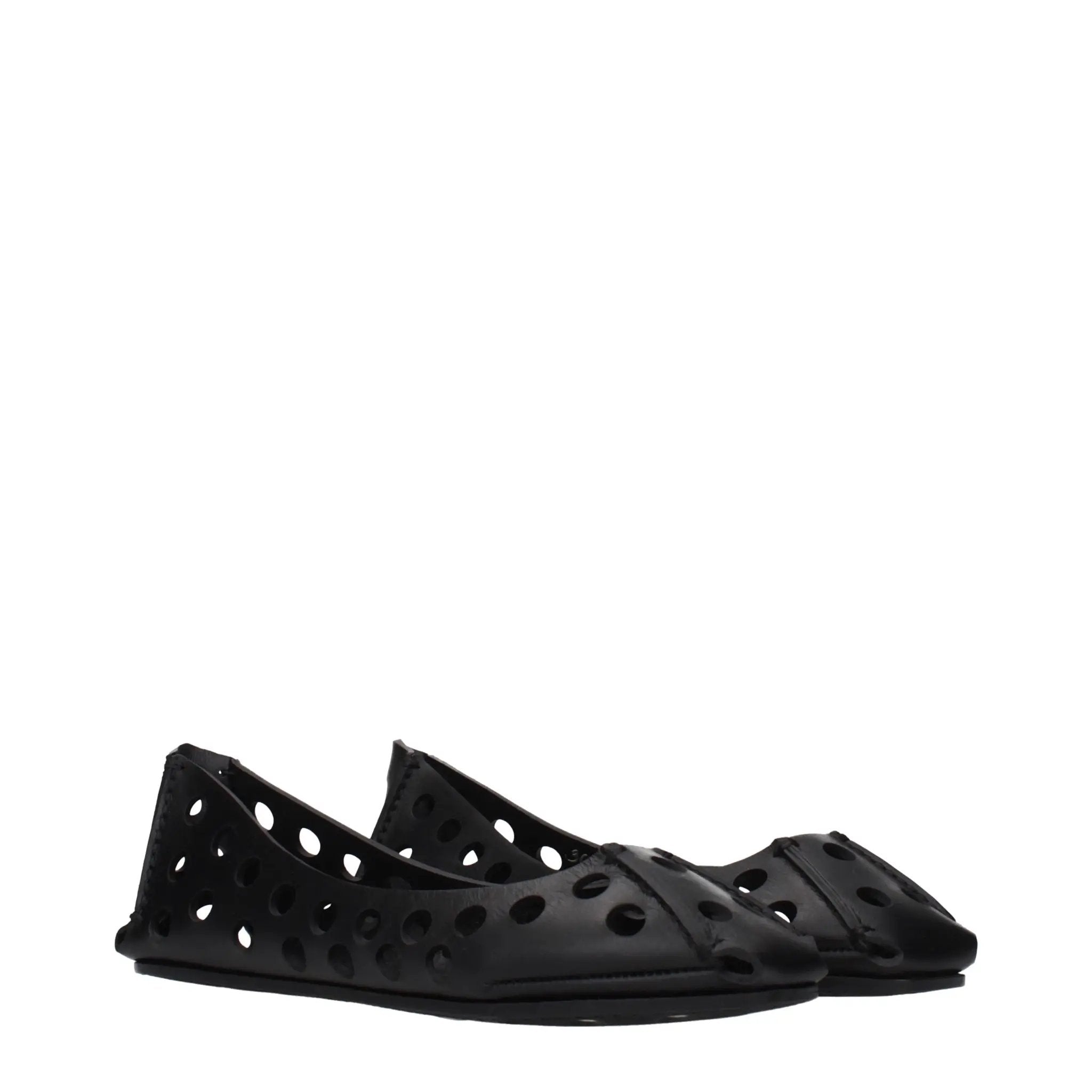 Alaïa Black Leather Ballet Flats