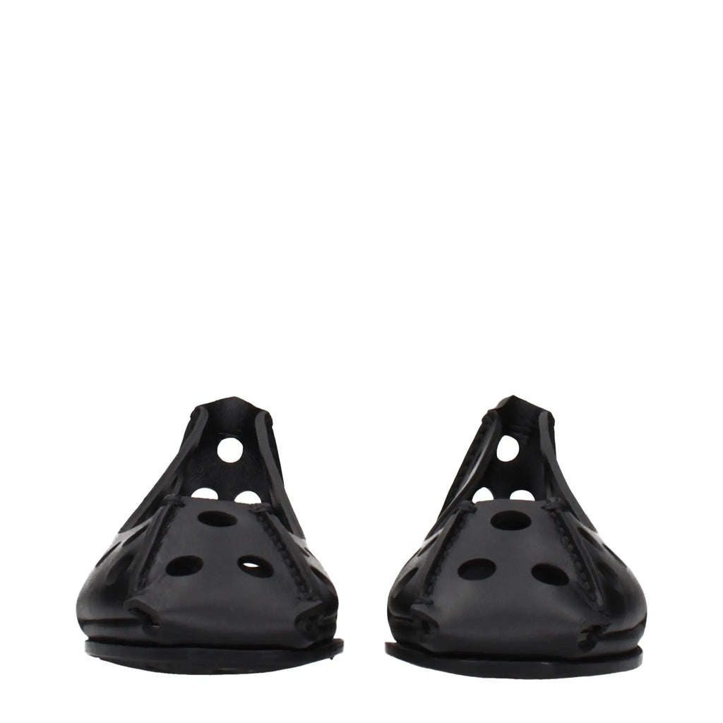 Alaïa Black Leather Ballet Flats