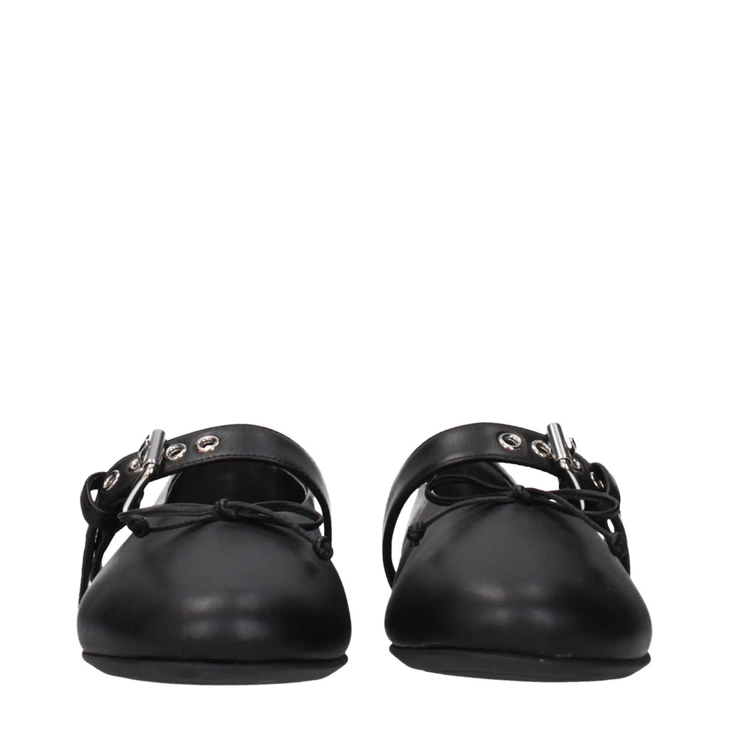 Miu Miu Black Leather Ballet Flats