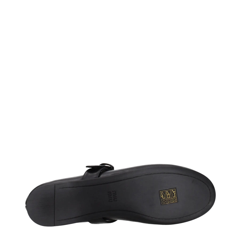 Miu Miu Black Leather Ballet Flats
