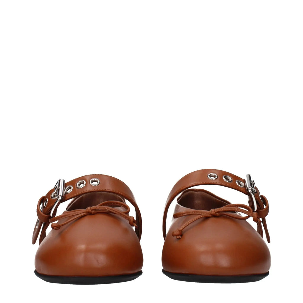 Miu Miu Brown Leather Ballet Flats