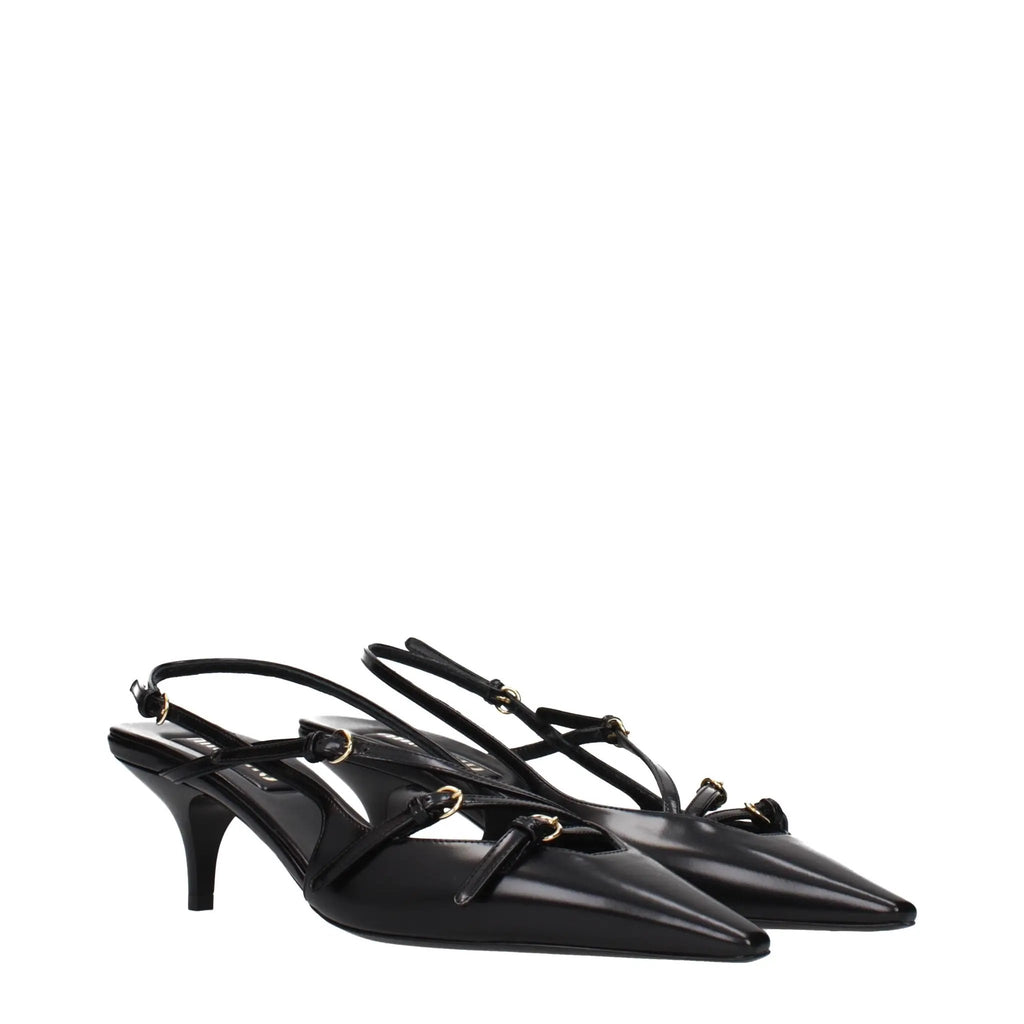 Miu Miu Black Leather High Heel Pumps