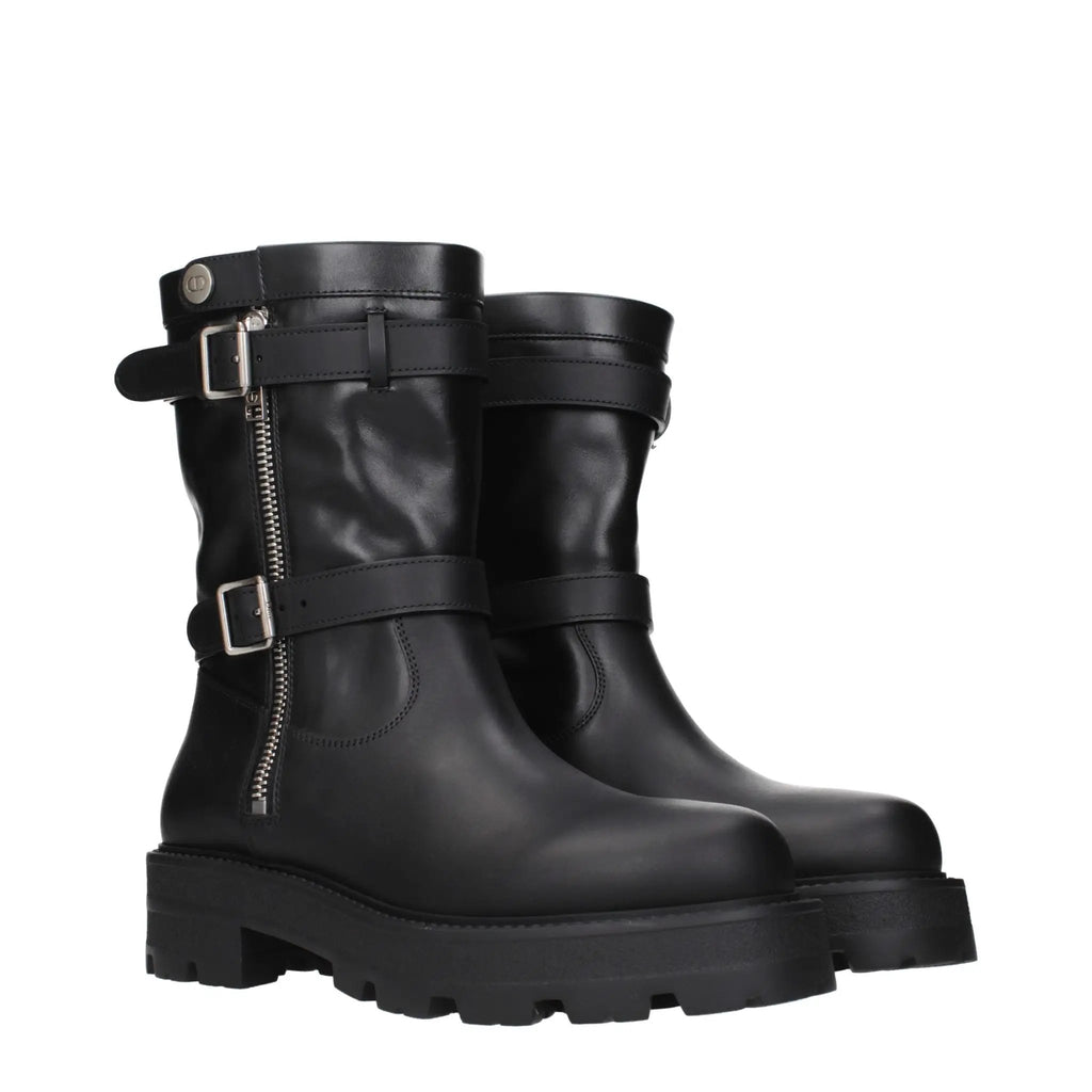Bottines Christian Dior en cuir noir