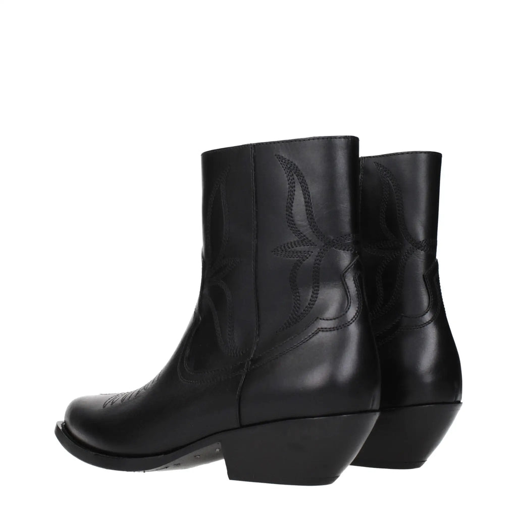 Celine Black Leather Ankle Boots