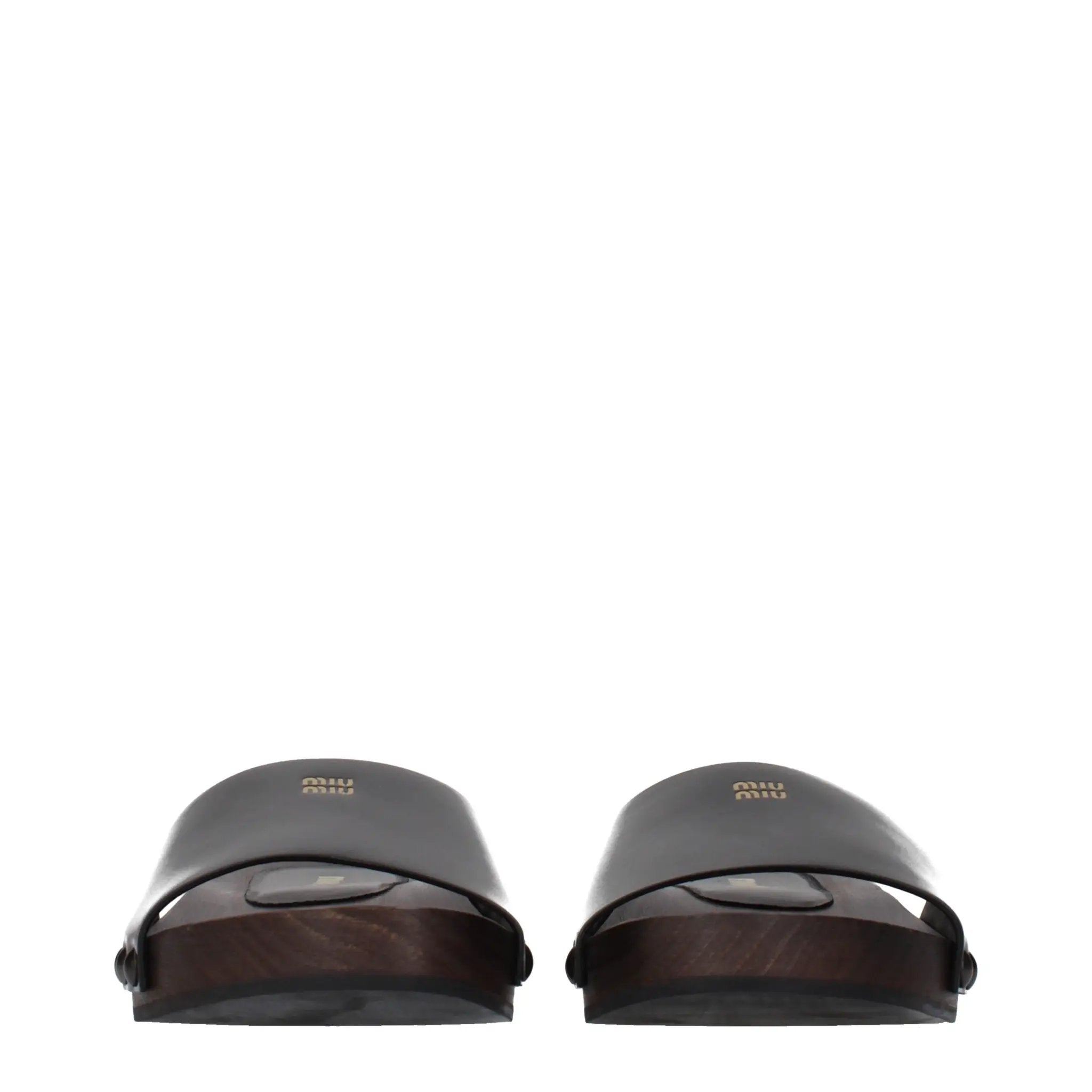 Miu Miu Black Leather Slippers