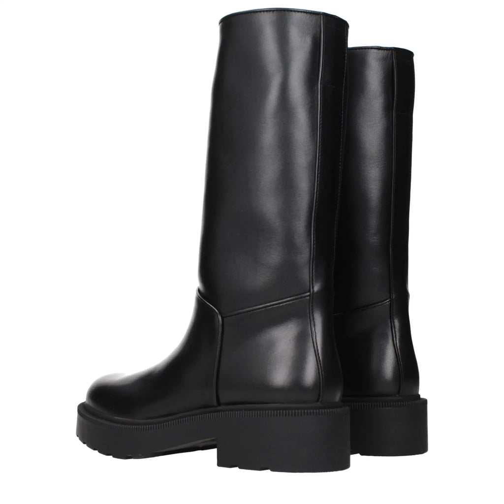 The Row Black Leather Boots