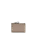 Portefeuille Valentino Garavani Bos Taurus en cuir de veau beige