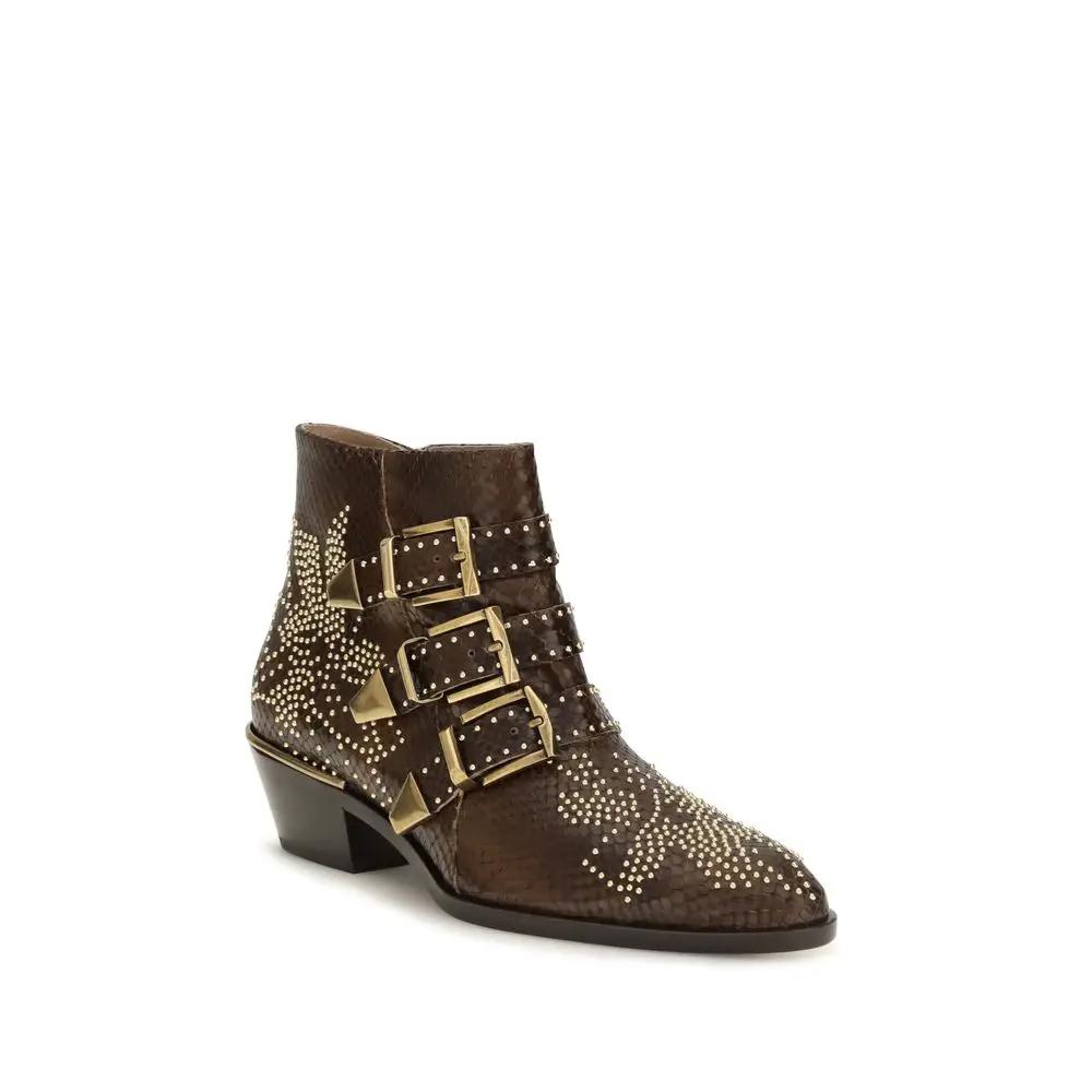 Bottines Chloé en cuir de veau marron