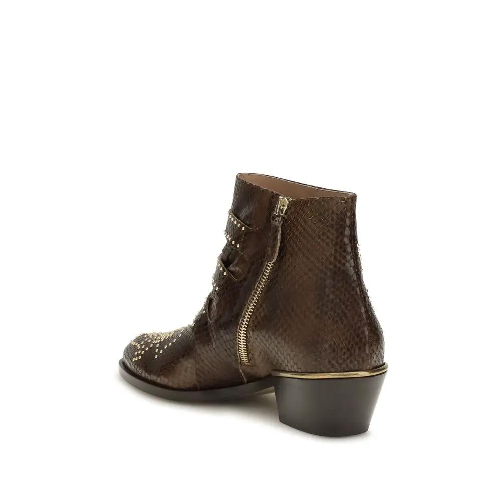 Bottines Chloé en cuir de veau marron