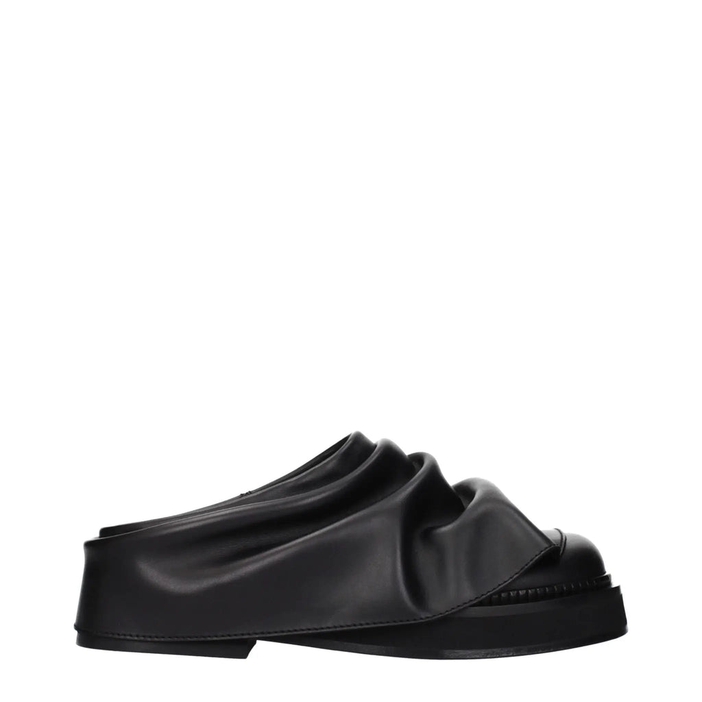 The Attico Black Leather Slippers