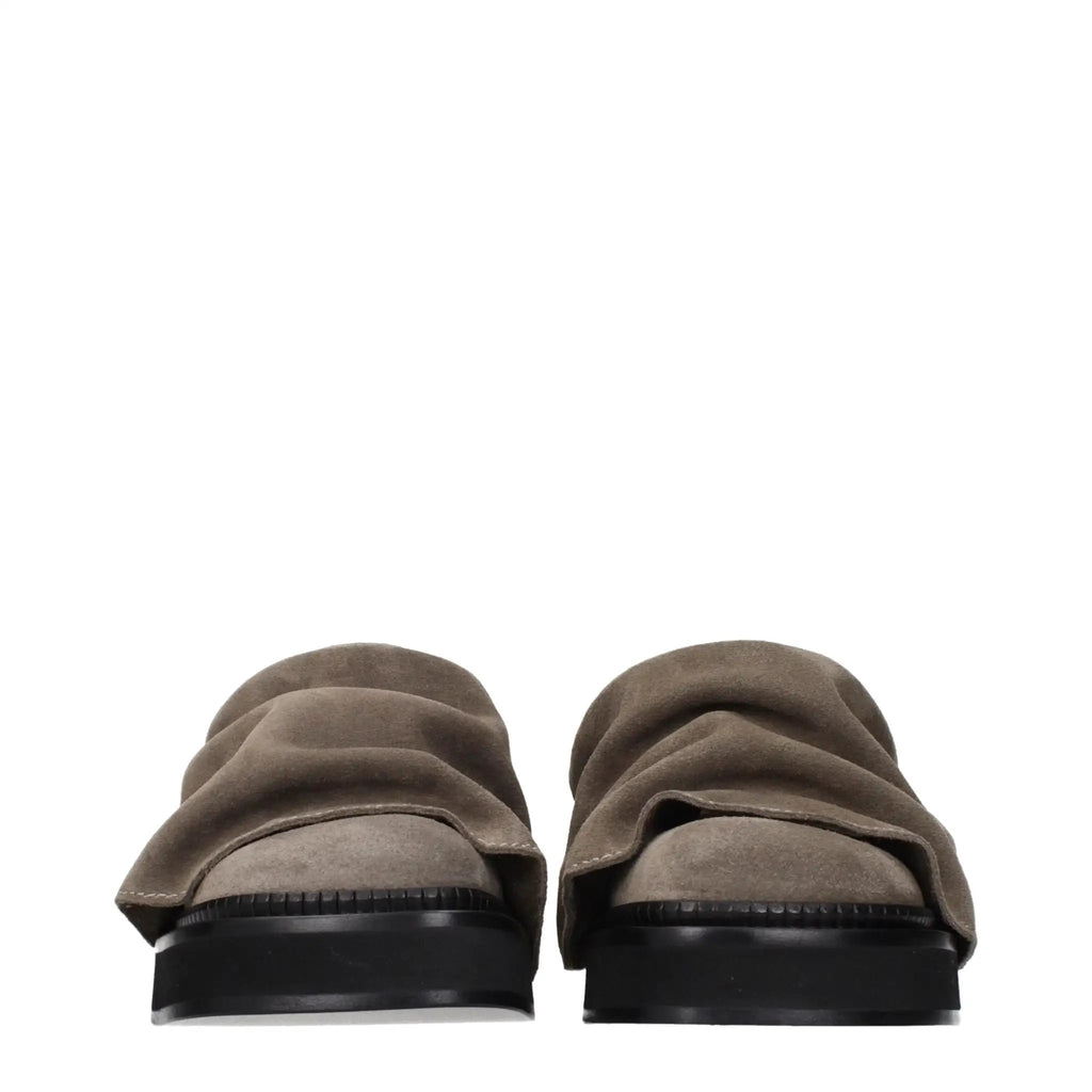 The Attico Gray Leather Slippers
