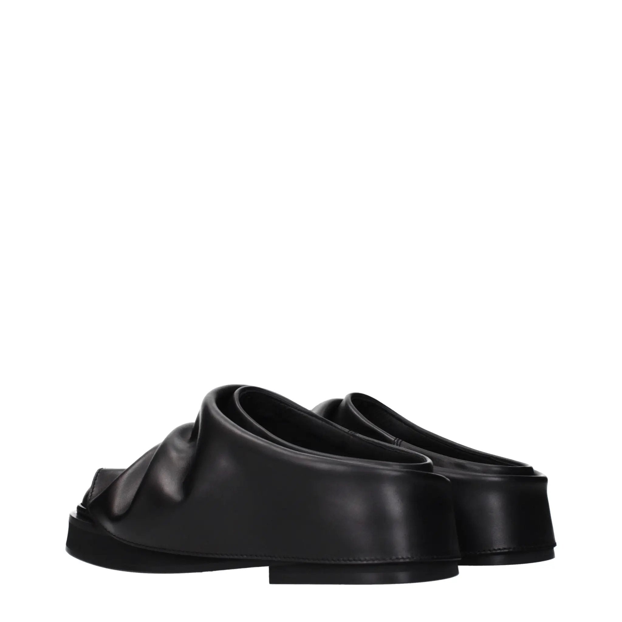 The Attico Black Leather Slippers