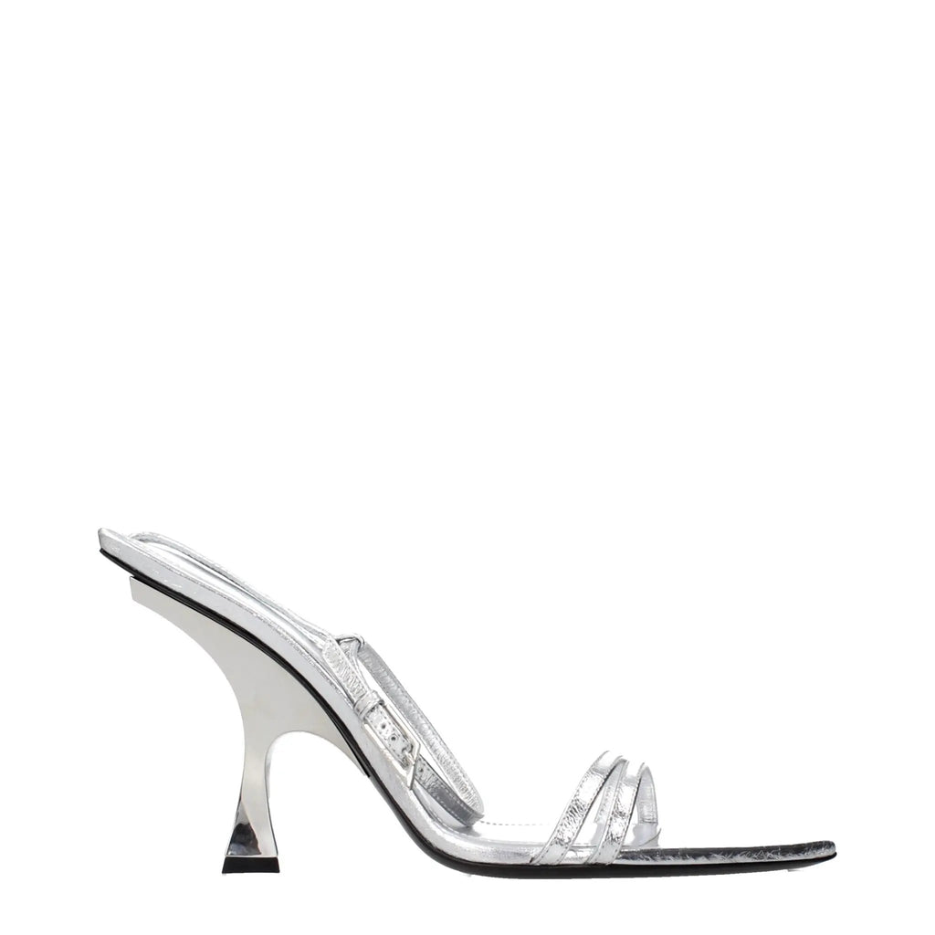 Sandales à talons aiguilles en cuir gris Attico