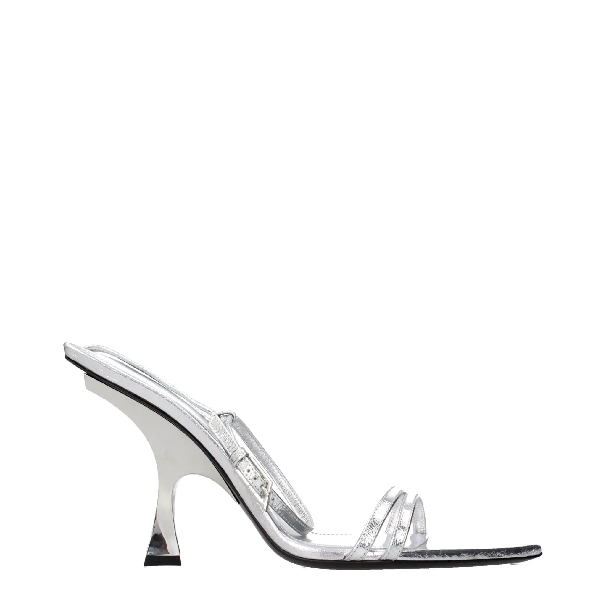 Sandales à talons aiguilles en cuir gris Attico