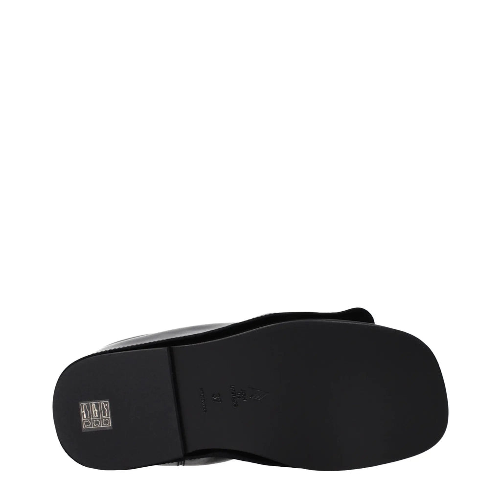 The Attico Black Leather Slippers