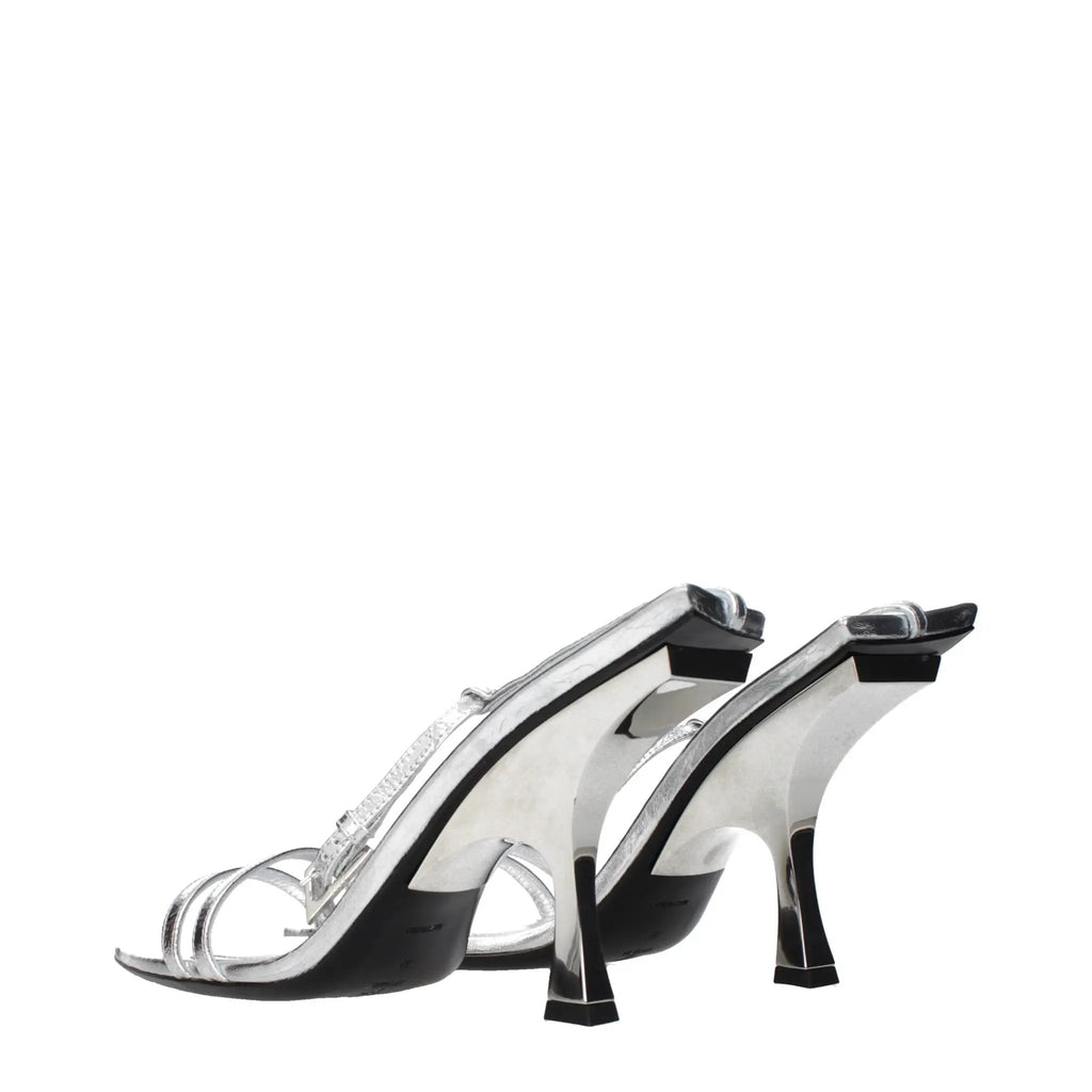 Sandales à talons aiguilles en cuir gris Attico