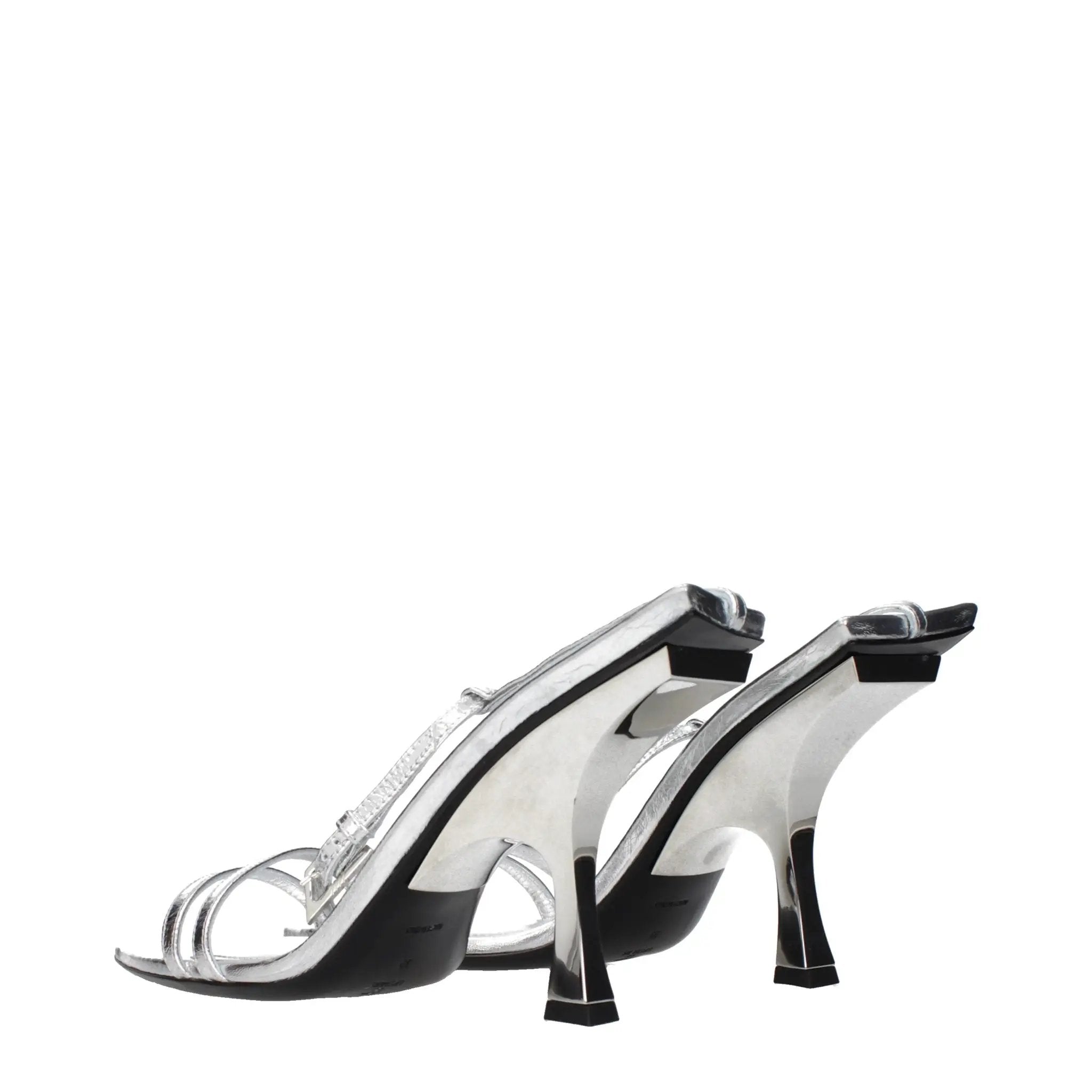 Sandales à talons aiguilles en cuir gris Attico