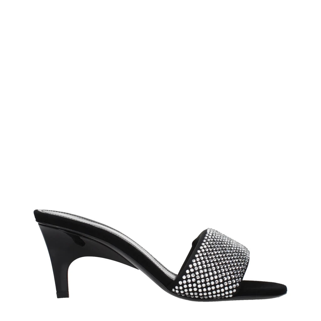 Sandales à talon aiguille en tissu noir Prada