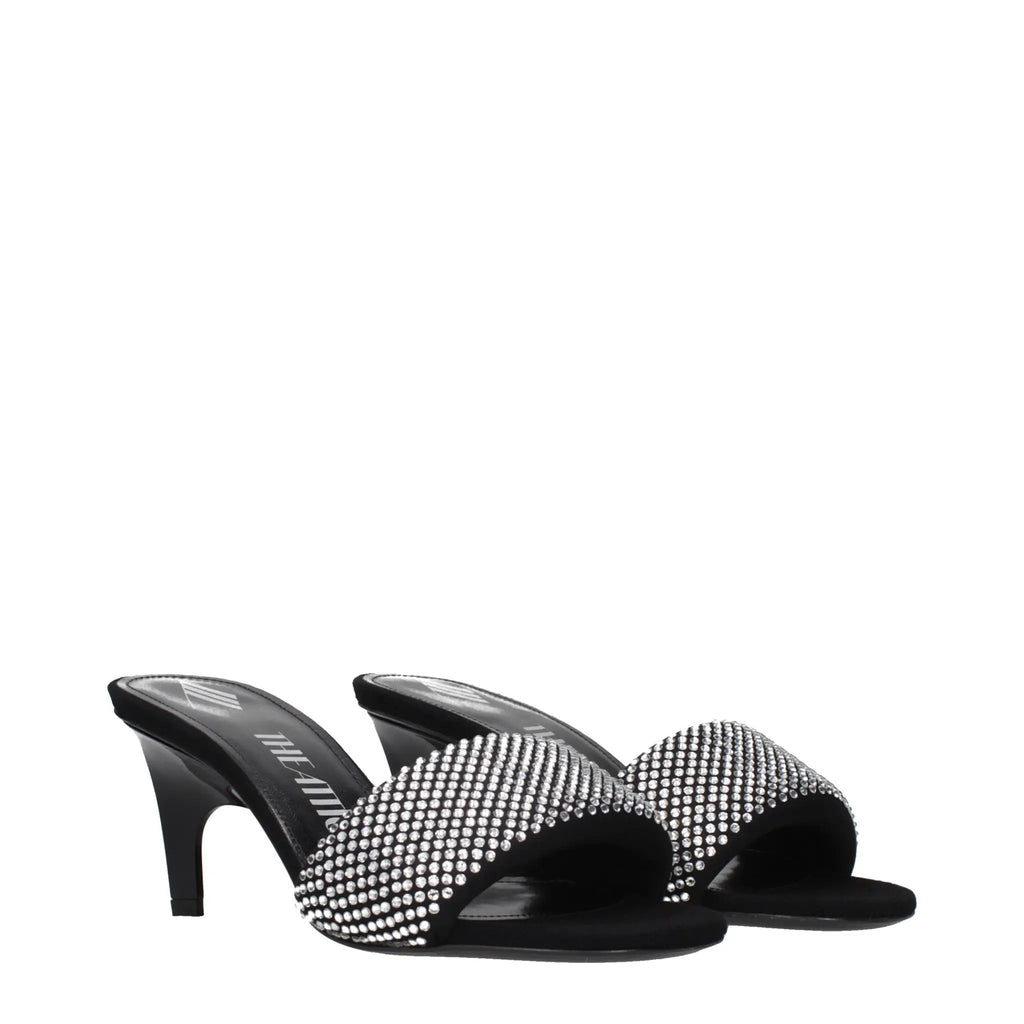 Sandales à talon aiguille en tissu noir Prada