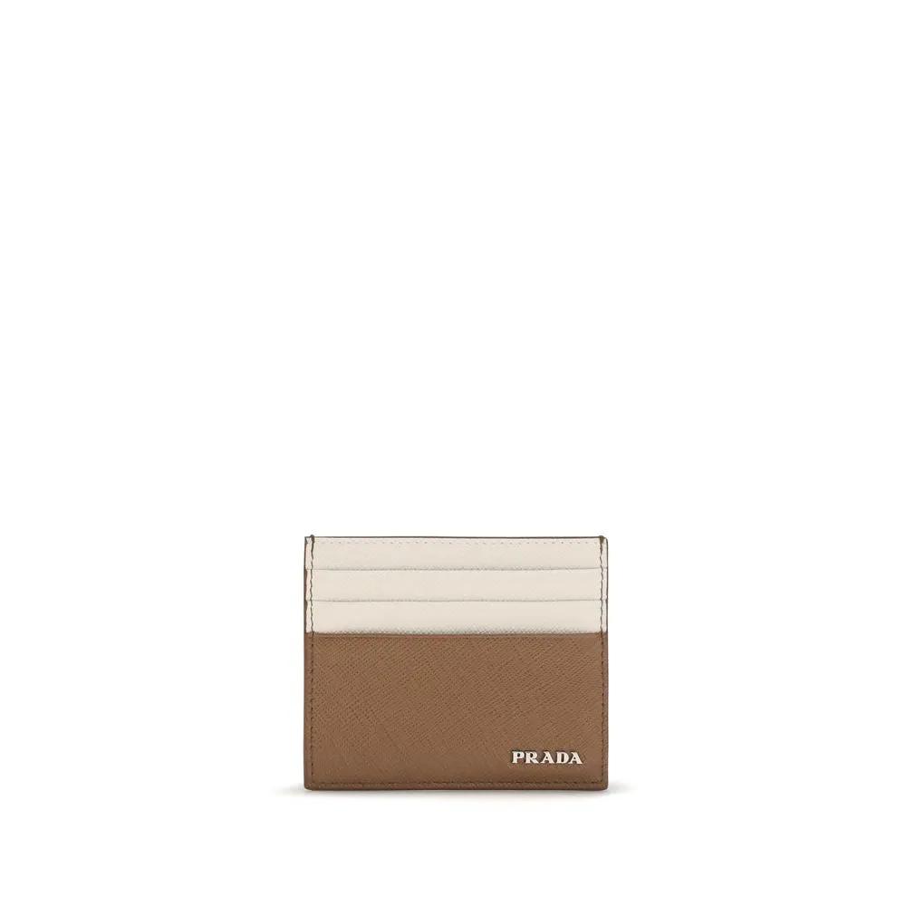 Portefeuille en cuir de veau beige Bos Taurus Prada
