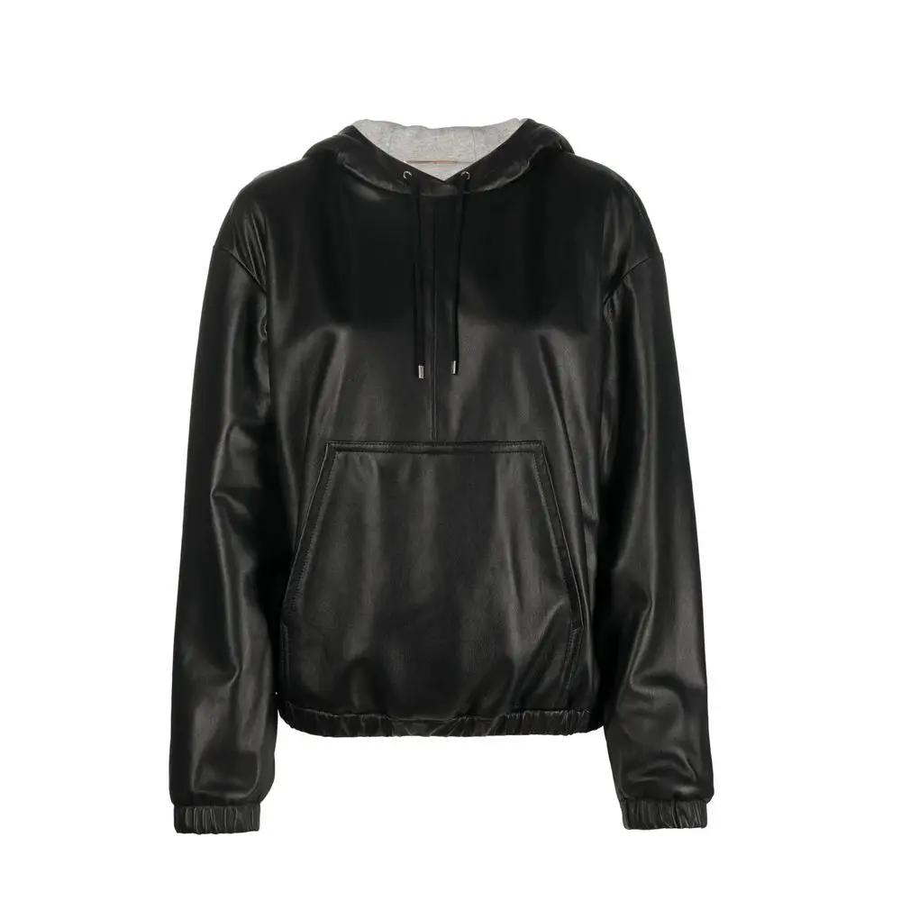 Saint Laurent Black Leather Sweatshirt