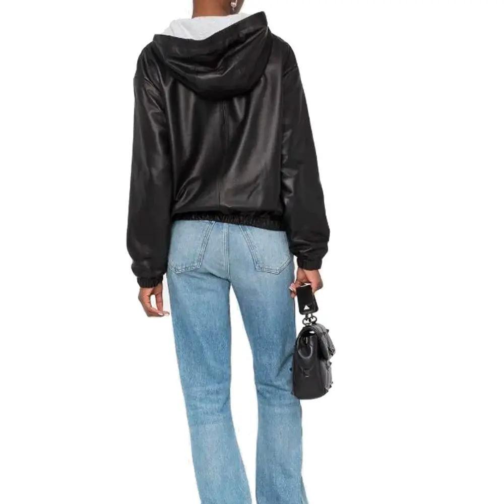 Saint Laurent Black Leather Sweatshirt