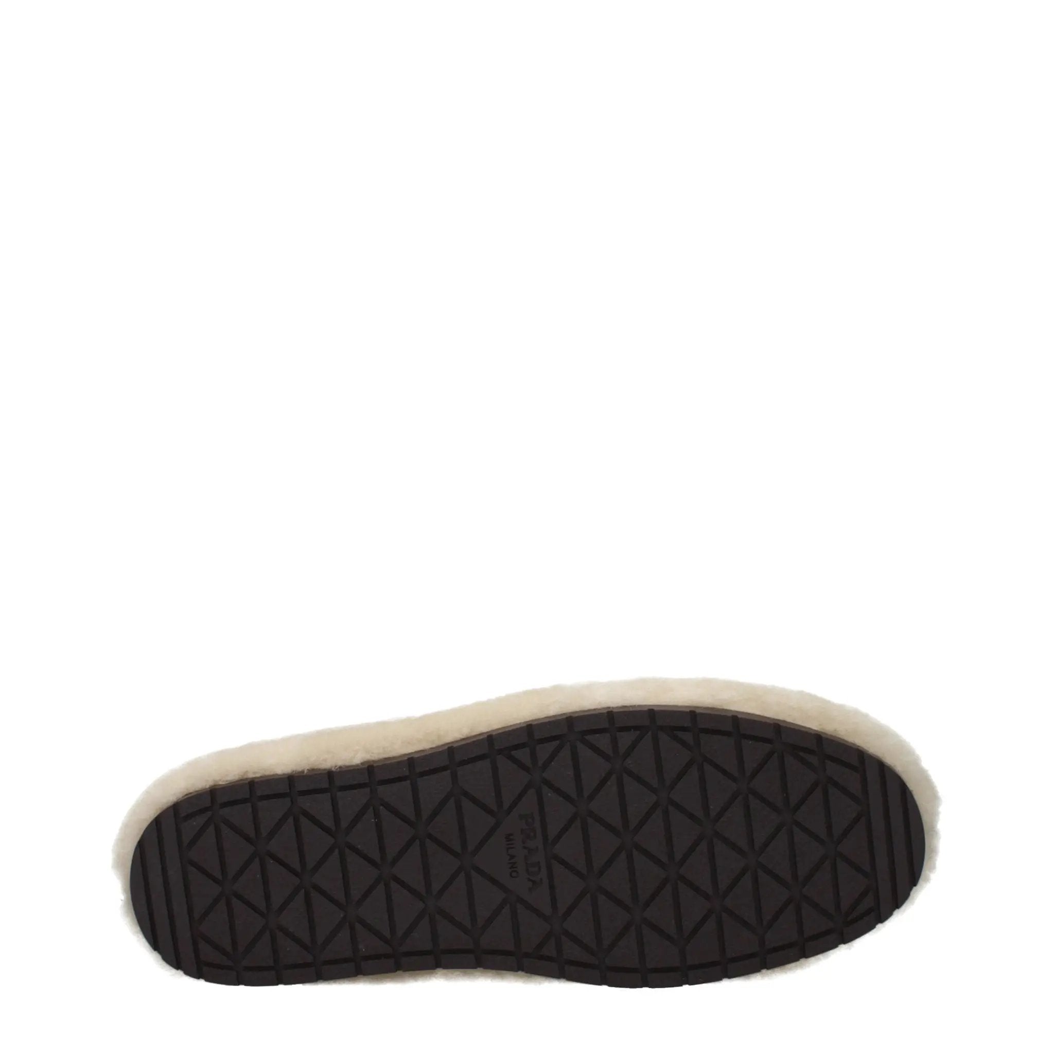 Pantoufles en fourrure beiges Prada