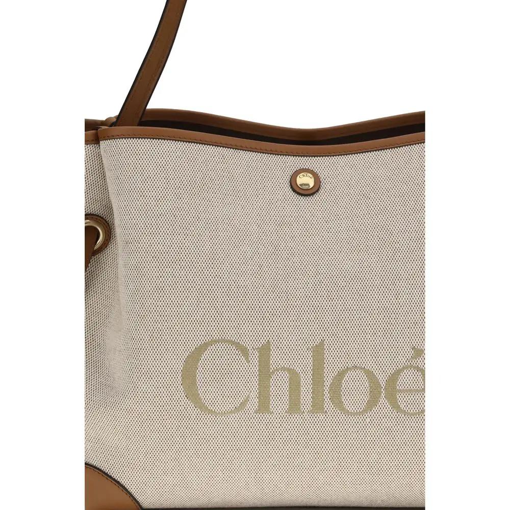 Sac bandoulière Chloé en coton beige
