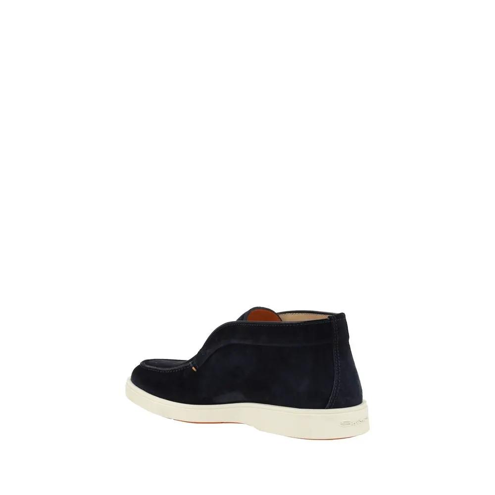 Santoni Bottines en cuir de veau bleu Bos Taurus