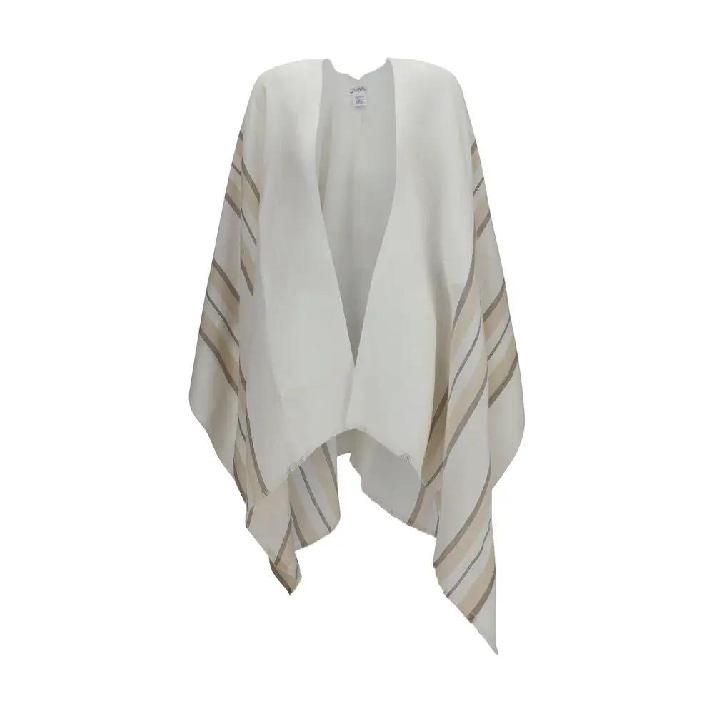 Poncho en lin beige Brunello Cucinelli