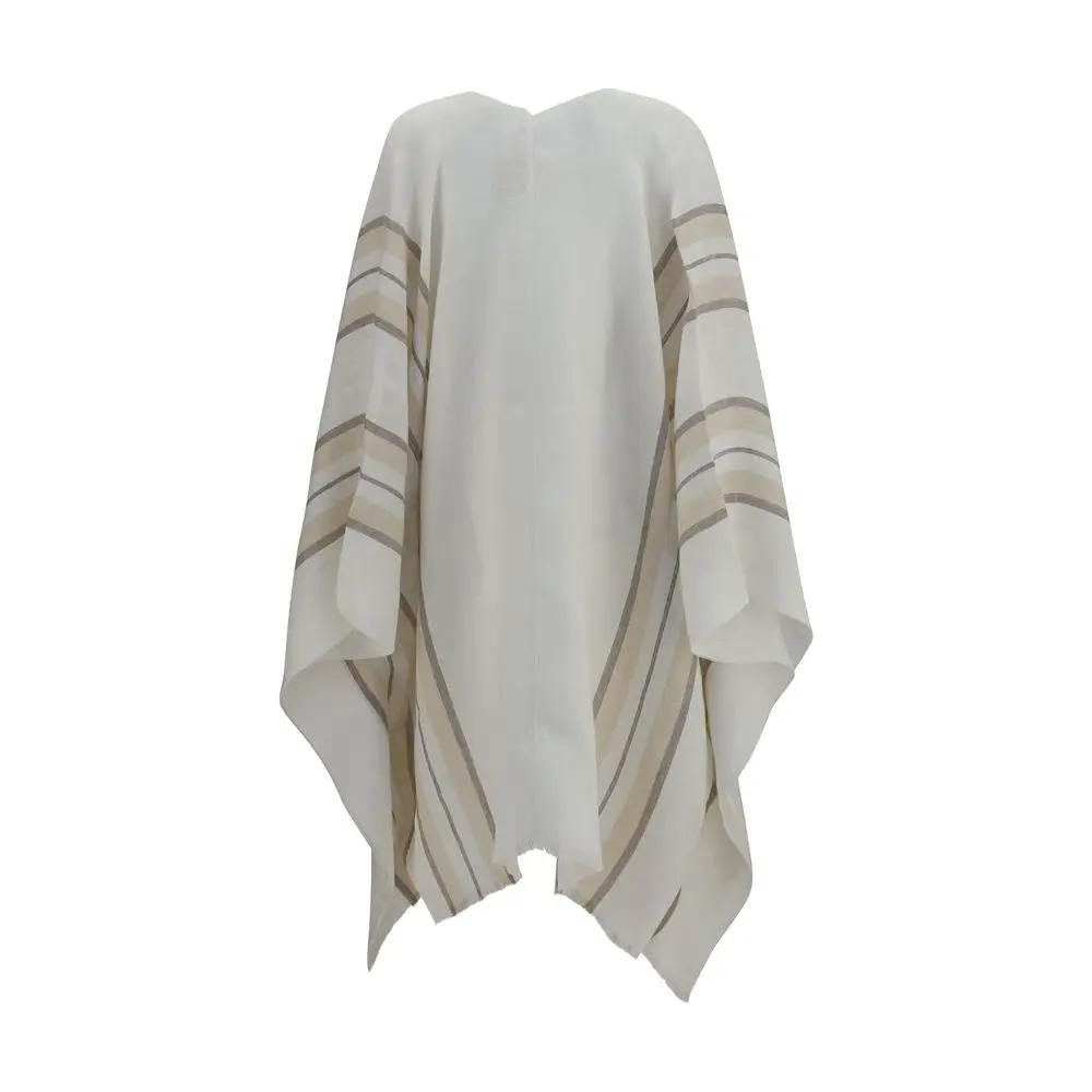 Poncho en lin beige Brunello Cucinelli