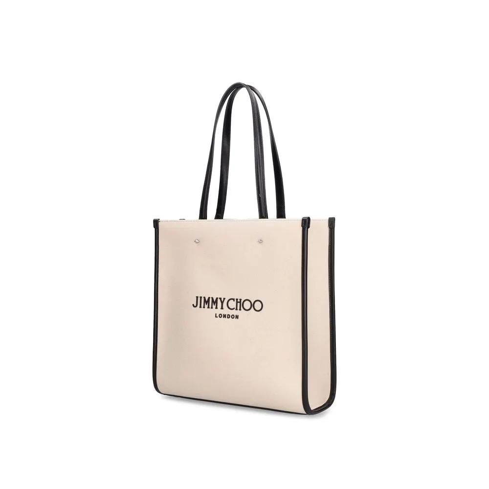 Jimmy Choo Beige Canvas Tote Bag