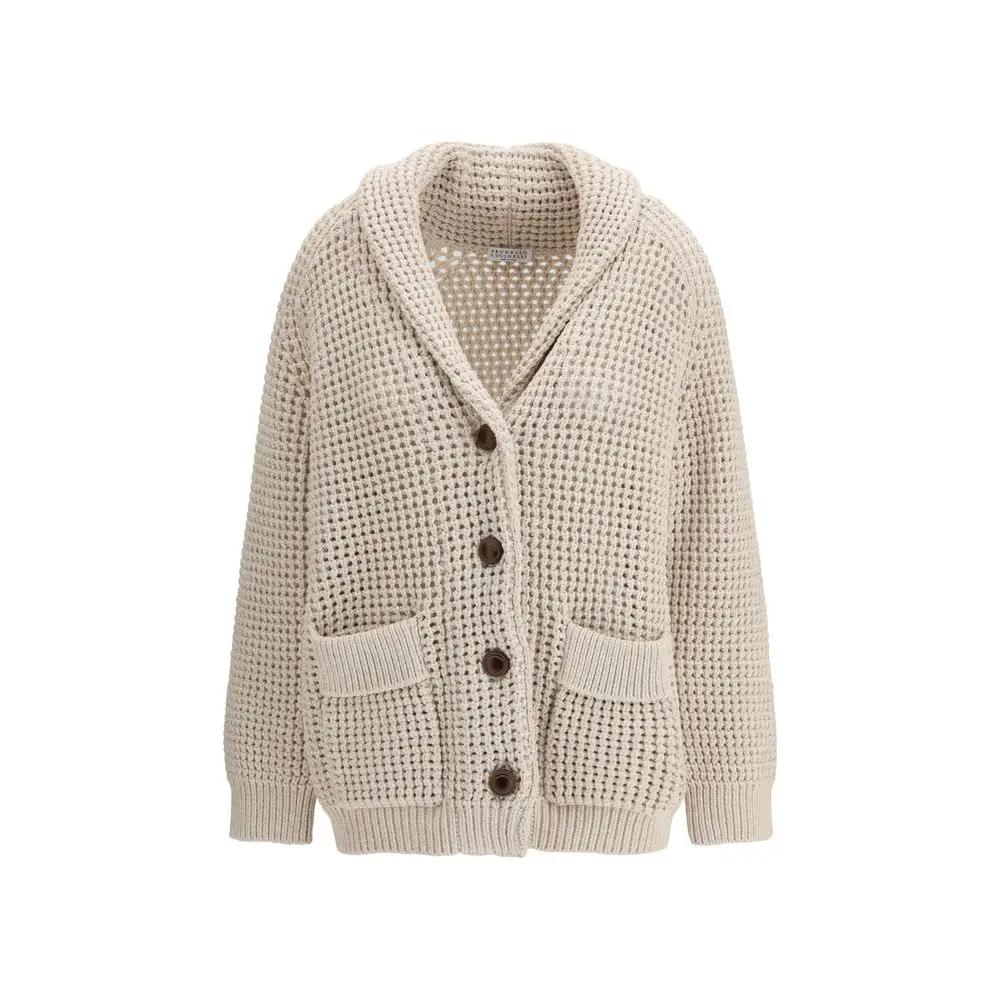 Brunello Cucinelli Cardigan en coton beige
