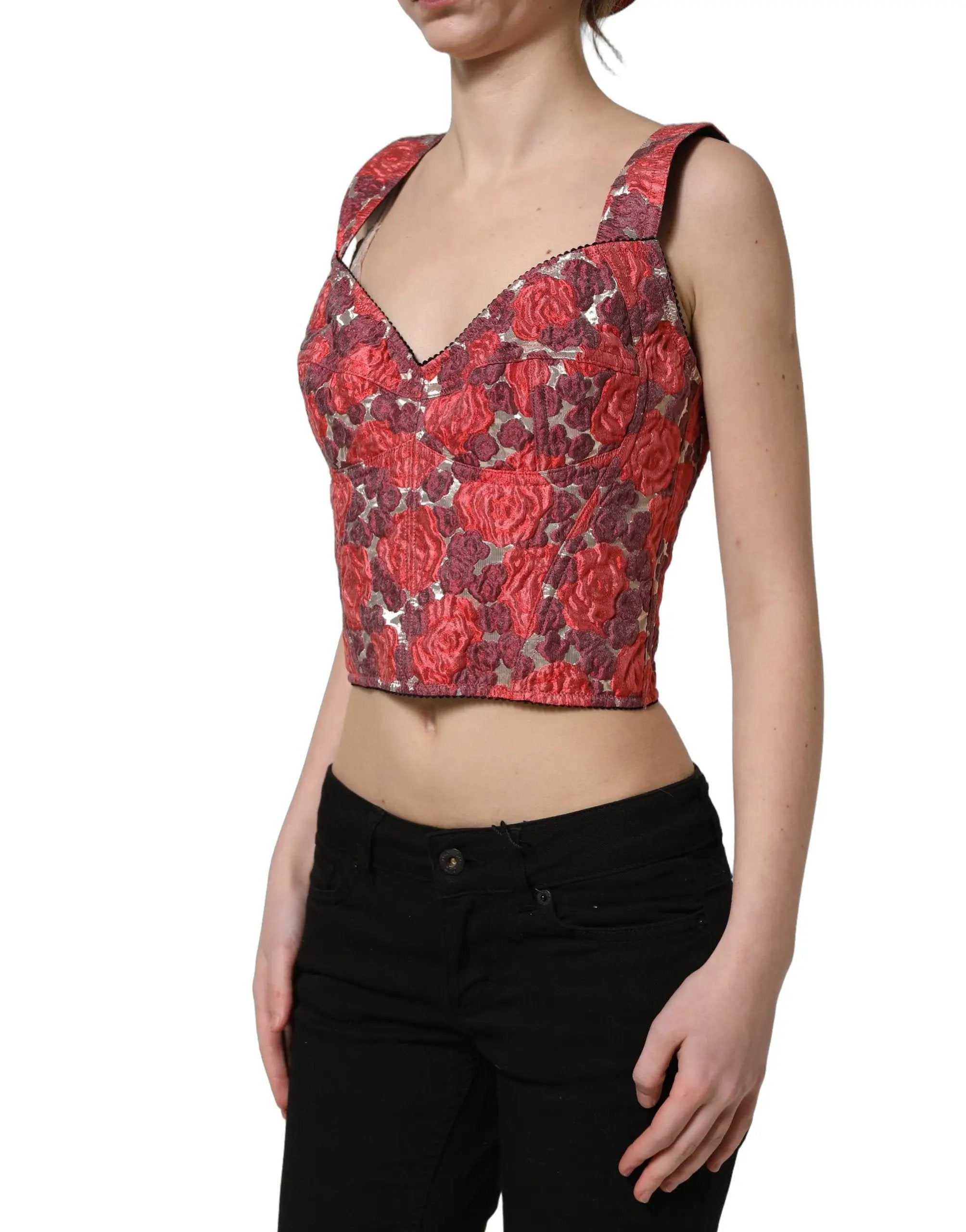 Débardeur bustier court Dolce & Gabbana multicolore à motif floral