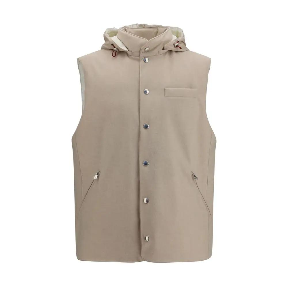 Brunello Cucinelli Beige Wool Oves Aries Sleeveless Jacket