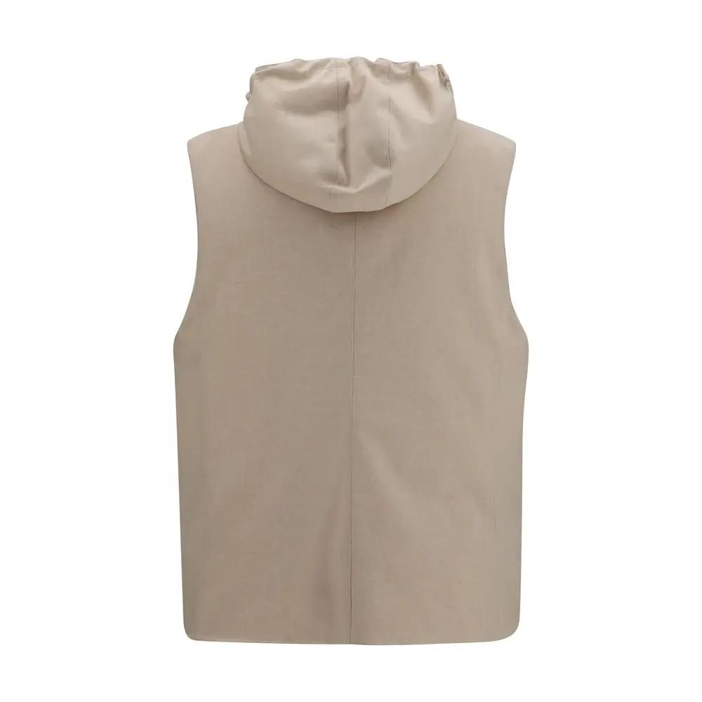 Brunello Cucinelli Beige Wool Oves Aries Sleeveless Jacket