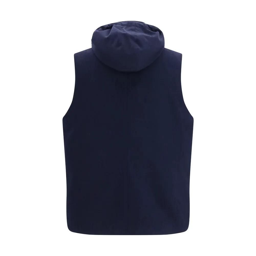 Veste sans manches Brunello Cucinelli en laine bleue Oves Aries