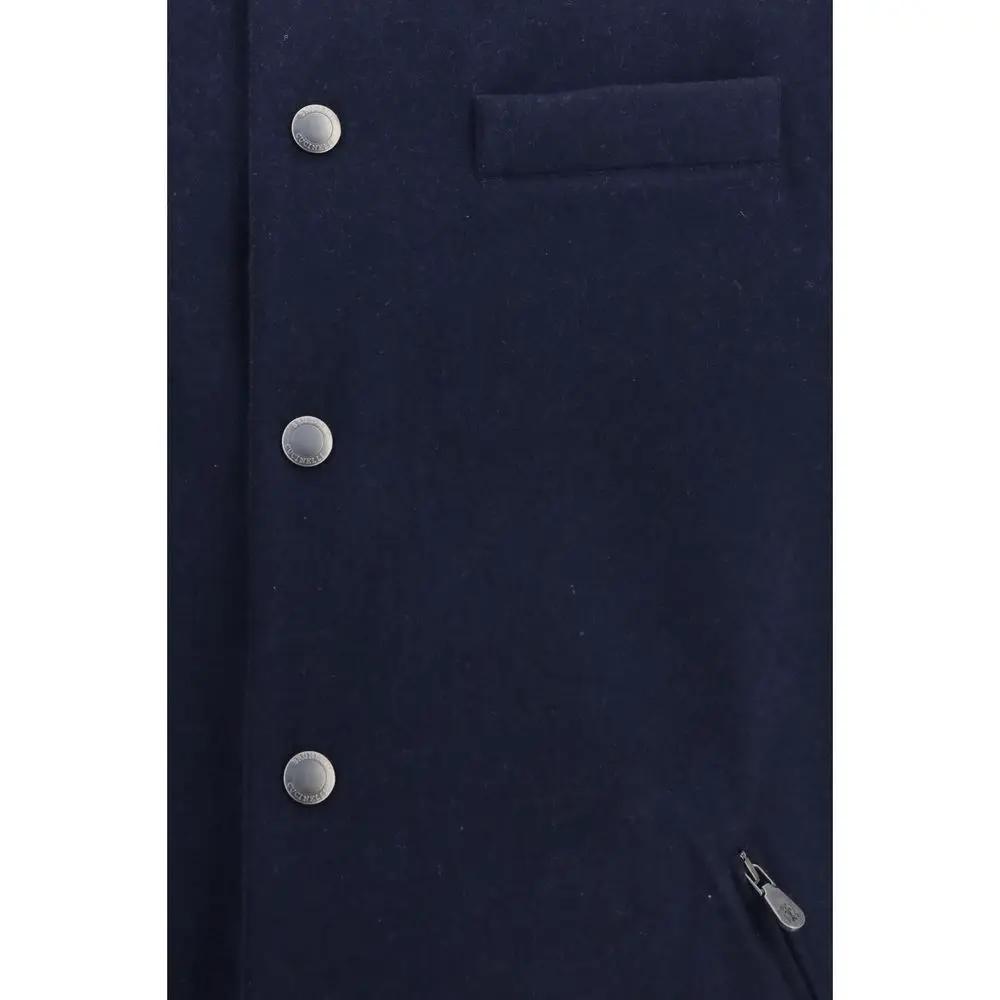 Veste sans manches Brunello Cucinelli en laine bleue Oves Aries