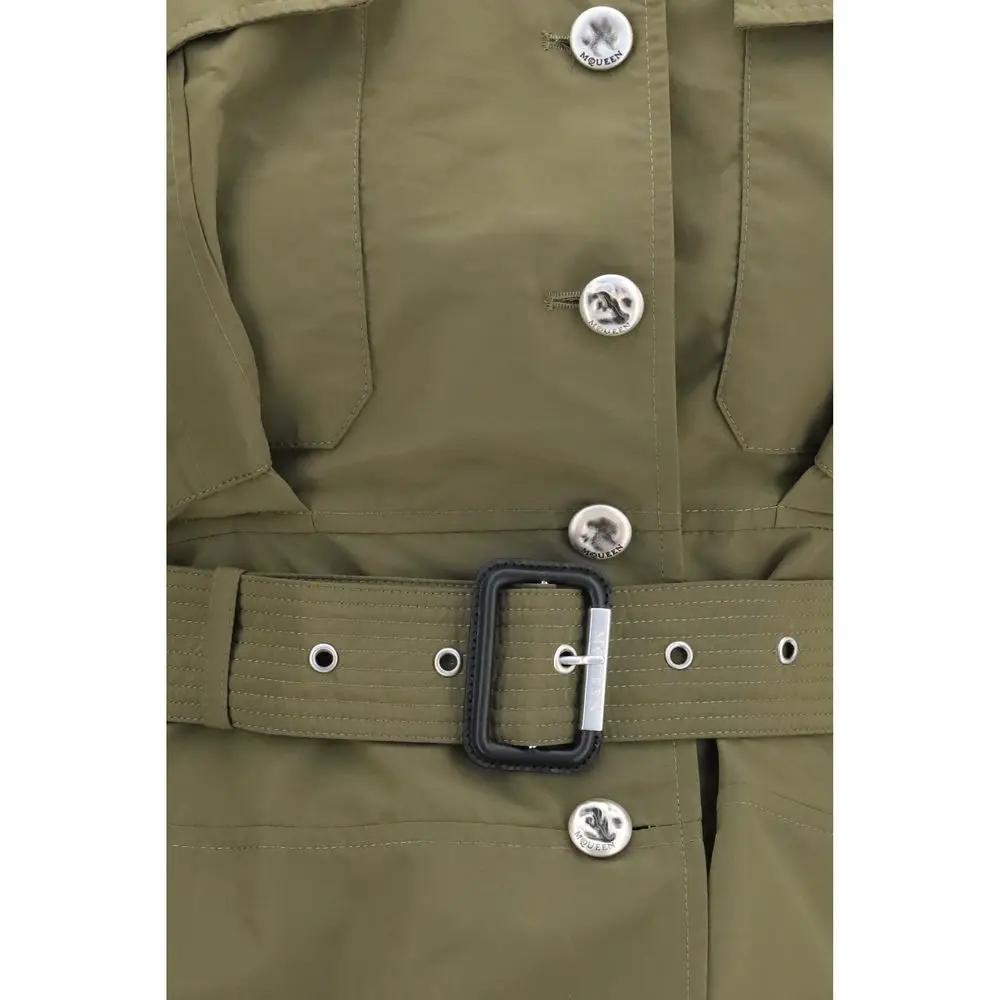Veste longue bicolore en coton Alexander McQueen
