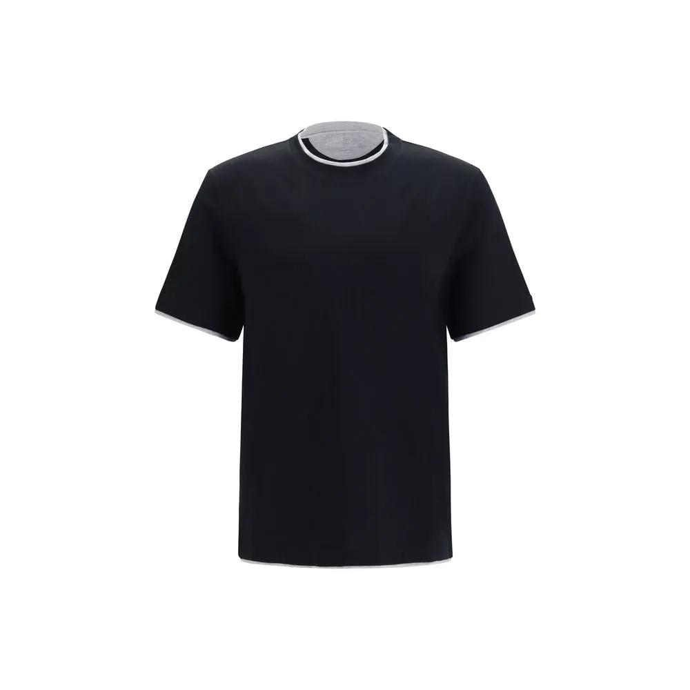 T-shirt en coton noir Brunello Cucinelli