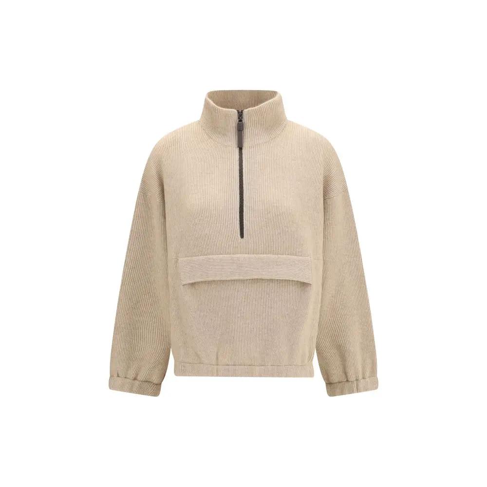 Brunello Cucinelli Sweat-shirt en cachemire beige