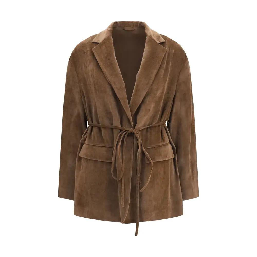 Veste longue Brunello Cucinelli en viscose marron