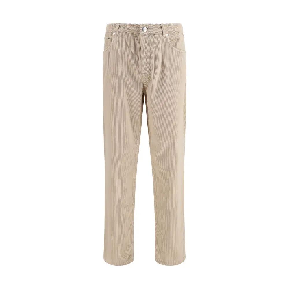 Brunello Cucinelli Pantalon décontracté en coton beige