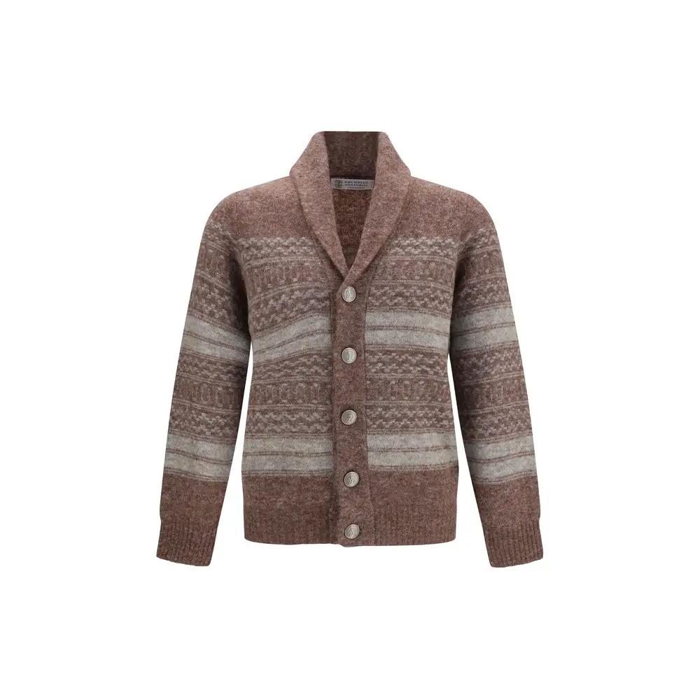 Cardigan Brunello Cucinelli Bordeaux en Alpaga Vicuña Pacos